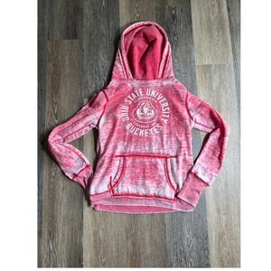 Varsity Ohio State University Hoodie Women Large Red‎ Good Burnout Acid Wash
